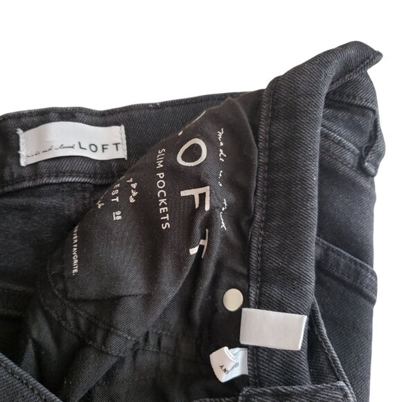 ANN TAYLOR LOFT High Waist Skinny Black Jeans Denim Button Fly Front 29/8 - Picture 4 of 4